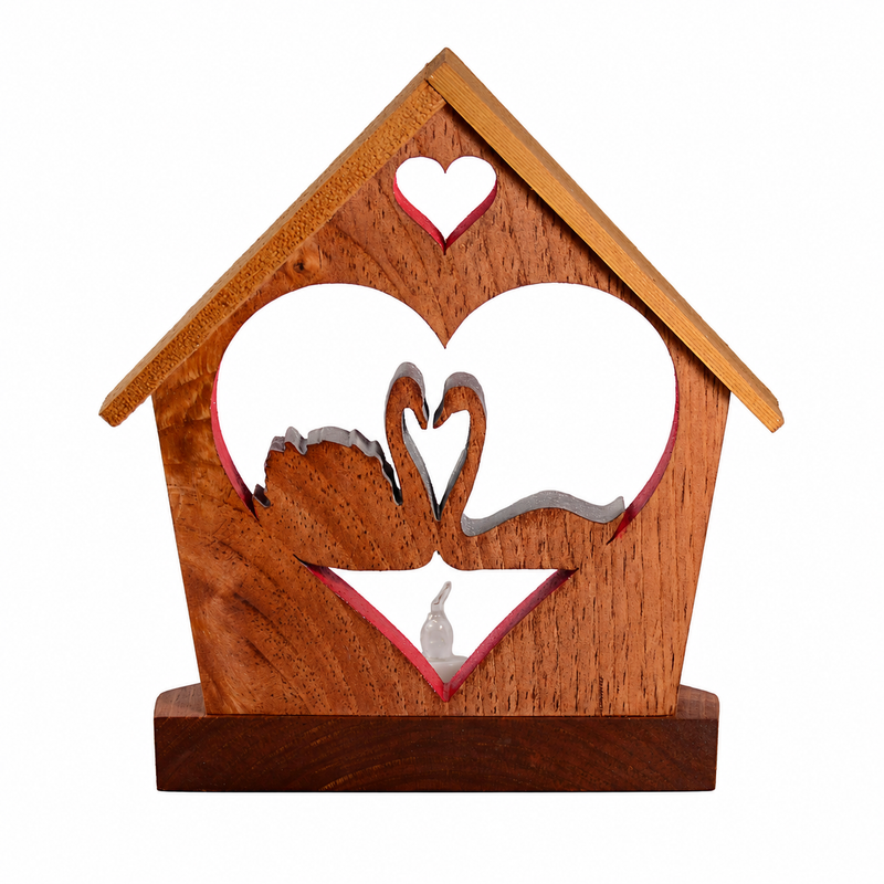Swans in a Heart Nature Tealight Holder