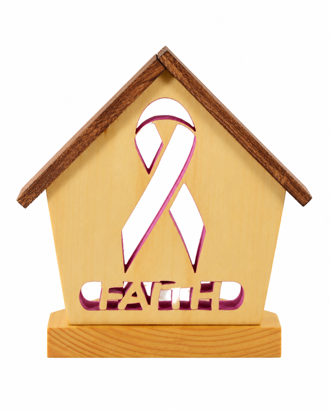 Cancer Awarness Ribbon Tealight Holder Survivor "Faith" Inspirational Message