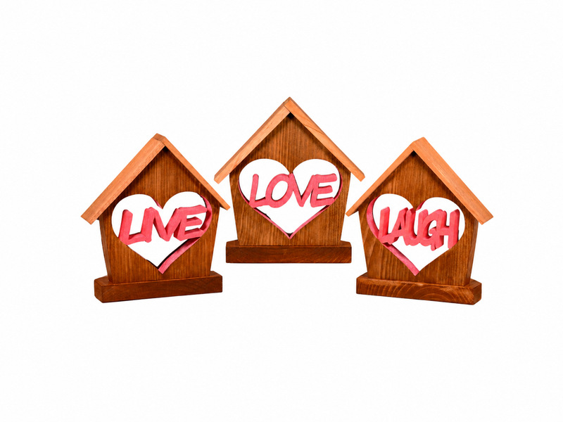 Live-Love-Laugh Tealight Candle Holders - Heart Set