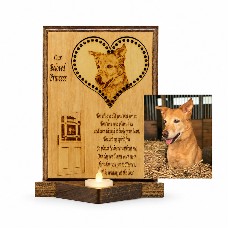 Our "Waiting by the Door" Custom Engraved Pet Portrait Memorial