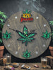 420 Somewhere Weed Novelty Wall Clock - 12-Inch Handmade Wood Decor