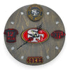 San Francisco Football Fan Art Wall Clock (red/gold) - 12-Inch Handmade Wood Sports Decor