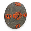 American Motorcycle Fan Art Wall Clock (orange/black) - 12-Inch Handmade Wood Garage Decor