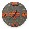 American Motorcycle Fan Art Wall Clock (orange/black) - 12-Inch Handmade Wood Garage Decor