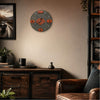 American Motorcycle Fan Art Wall Clock (orange/black) - 12-Inch Handmade Wood Garage Decor