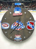 Rochester Hockey Fan Art Wall Clock (red/white/blue) - 12-Inch Handmade Wood Sports Decor