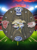 Buffalo Potato Football Fan Art Wall Clock - 12-Inch Handmade Wood Sports Decor