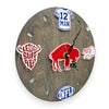 Buffalo Throwback Football Fan Art Wall Clock (red/white) - 12-Inch Handmade Wood Sports Decor