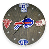 Buffalo Football Fan Art Wall Clock - 12-Inch Handmade Wood Sports Decor