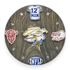 Buffalo Potato Football Fan Art Wall Clock - 12-Inch Handmade Wood Sports Decor