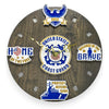U.S. Coast Guard Tribute Wall Clock (blue/white/gold) - 12-Inch Handmade Wood Military Decor