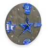 Dallas Football Fan Art Wall Clock - 12-Inch Handmade Wood Sports Decor