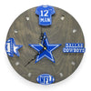 Dallas Football Fan Art Wall Clock - 12-Inch Handmade Wood Sports Decor