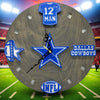 Dallas Football Fan Art Wall Clock - 12-Inch Handmade Wood Sports Decor