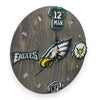 Philadelphia Football Fan Art Wall Clock - 12-Inch Handmade Wood Sports Decor