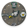 Philadelphia Football Fan Art Wall Clock - 12-Inch Handmade Wood Sports Decor