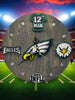 Philadelphia Football Fan Art Wall Clock - 12-Inch Handmade Wood Sports Decor