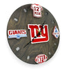 New York Blue Football Fan Art Wall Clock (blue/white) - 12-Inch Handmade Wood Sports Decor