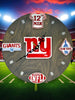 New York Blue Football Fan Art Wall Clock (blue/white) - 12-Inch Handmade Wood Sports Decor