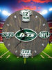 New York Football Fan Art Wall Clock (green/white) - 12-Inch Handmade Wood Sports Decor