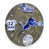 Detroit Football Fan Art Wall Clock (blue/white) - 12-Inch Handmade Wood Sports Decor