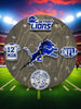 Detroit Football Fan Art Wall Clock (blue/white) - 12-Inch Handmade Wood Sports Decor