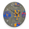 New York Baseball Fan Art Wall Clock (blue/orange) - 12-Inch Handmade Wood Sports Decor