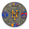 New York Baseball Fan Art Wall Clock (blue/orange) - 12-Inch Handmade Wood Sports Decor