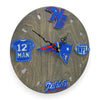 New England Football Fan Art Wall Clock (navy/red) - 12-Inch Handmade Wood Sports Decor