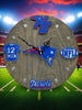 New England Football Fan Art Wall Clock (navy/red) - 12-Inch Handmade Wood Sports Decor