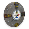 Pittsburgh Football Fan Art Wall Clock (black/gold) - 12-Inch Handmade Wood Sports Decor