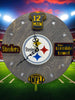 Pittsburgh Football Fan Art Wall Clock (black/gold) - 12-Inch Handmade Wood Sports Decor