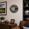 Pittsburgh Football Fan Art Wall Clock (black/gold) - 12-Inch Handmade Wood Sports Decor