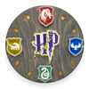 Light Wizard School House Crest Fan Art Wall Clock (light/multicolor) - 12-Inch Handmade Wood Fantasy Decor