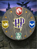 Light Wizard School House Crest Fan Art Wall Clock (light/multicolor) - 12-Inch Handmade Wood Fantasy Decor