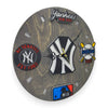 New York Baseball Fan Art Wall Clock (navy/white) - 12-Inch Handmade Wood Sports Decor