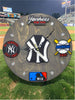New York Baseball Fan Art Wall Clock (navy/white) - 12-Inch Handmade Wood Sports Decor