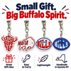Buffalo fan keychains in four designs with gift and everyday-use highlights