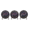 Three Buffalo slate coaster designs on white, display stands are not included