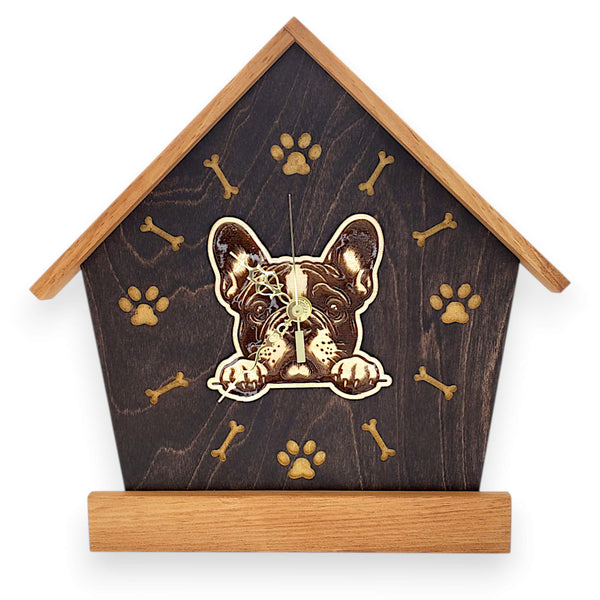 Small Breeds Peeking Dog Wall Clock | Personalized Dog Lover Gift – Rustic Pet Memorial Wall Art