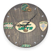 New York Football Wall Clock – Green & White Epoxy Art | Fan Gift, Man Cave Decor