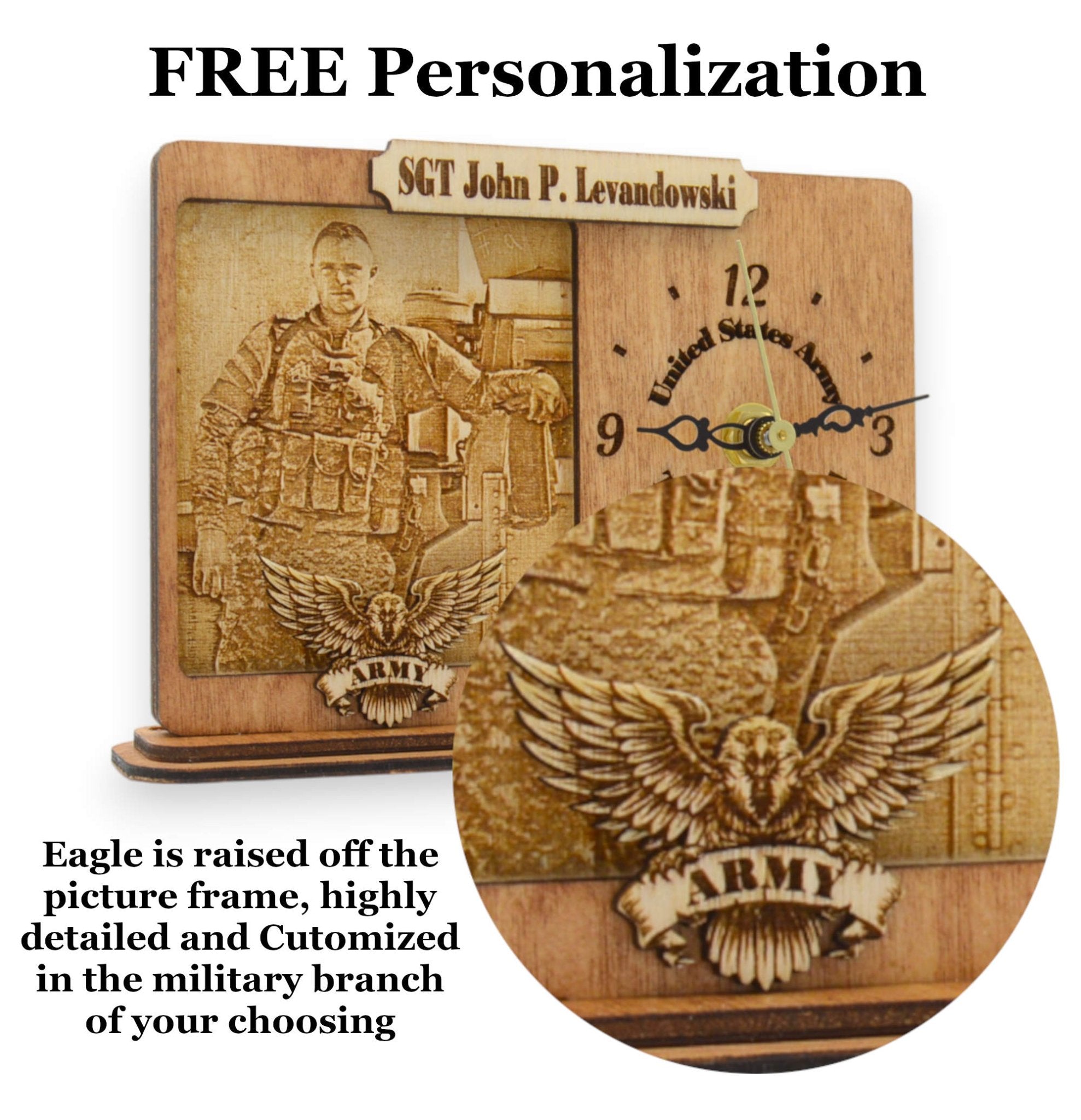 Personalized Military Tribute Framed Desk Clock | Custom Engraved Gift ...