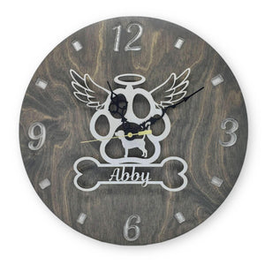 Personalized Pet Memorial Wall Clock | 3D Pawprint with Angel Wings | Pet Lover Wall Décor | DogPound Creations - DogPound Creations