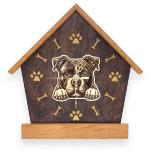 Pitbull Peeking Dog Clock – Personalized Dog Wall Clock Gift | DogPound Creations - DogPound Creations