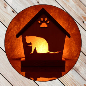 Cat Cleaning Paws Cathouse Tealight - DogPound Creations