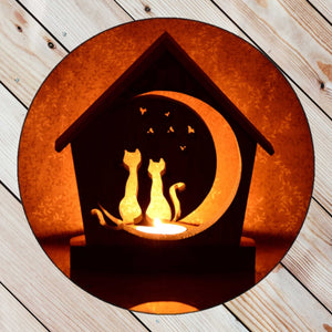 Cats on the Moon Cathouse Tealight - DogPound Creations