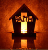 Faith Cross Religious Tealight Candle Holder Cottage - Personalized Inspirational Home Décor Gift - DogPound Creations