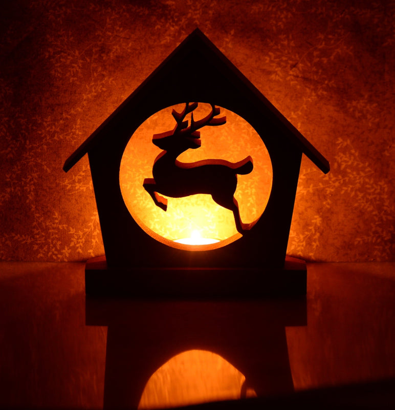 LEAPING REINDEER Holiday Keepsake Tealight Candle Holder - Unique Christmas Home Decor Gift