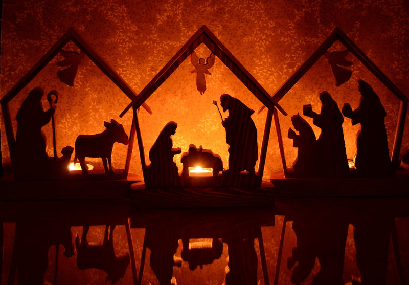 NATIVITY SCENE 3pc Set Holiday Keepsake Tealight Candle Holders - Personalized Christmas Home Decor Gift