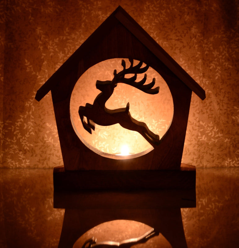 PRANCING REINDEER Holiday Keepsake Tealight Candle Holder - Unique Christmas Home Decor Gift